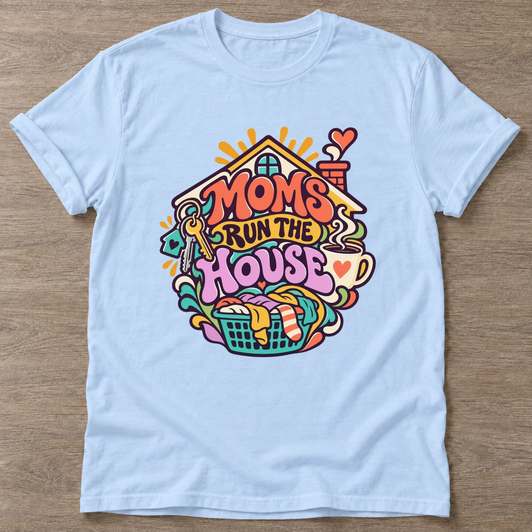 Light Blue Household Hustle T-shirt — funny gym slogan, for women who train and laugh about it