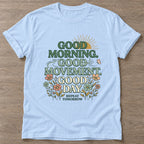 Light Blue Morning Ritual T-shirt — rest and recovery design, for women who train