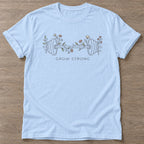 Light Blue Roots Rise T-shirt — growth mindset design, for women building a habit