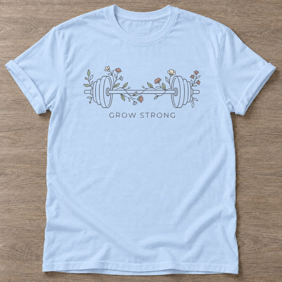 Light Blue Roots Rise T-shirt — growth mindset design, for women building a habit