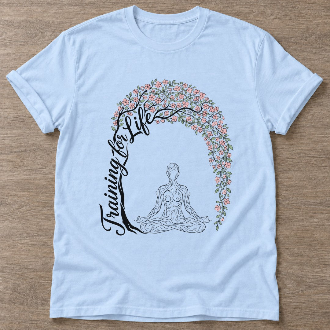 Light Blue Tending Your Life T-shirt — growth mindset design, for women building a habit