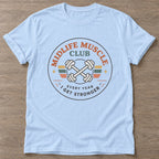 Light Blue Get Stronger T-shirt — weightlifting design, for women who lift