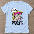 Light Blue Sweat Tears T-shirt — funny gym slogan, for women who train and laugh about it