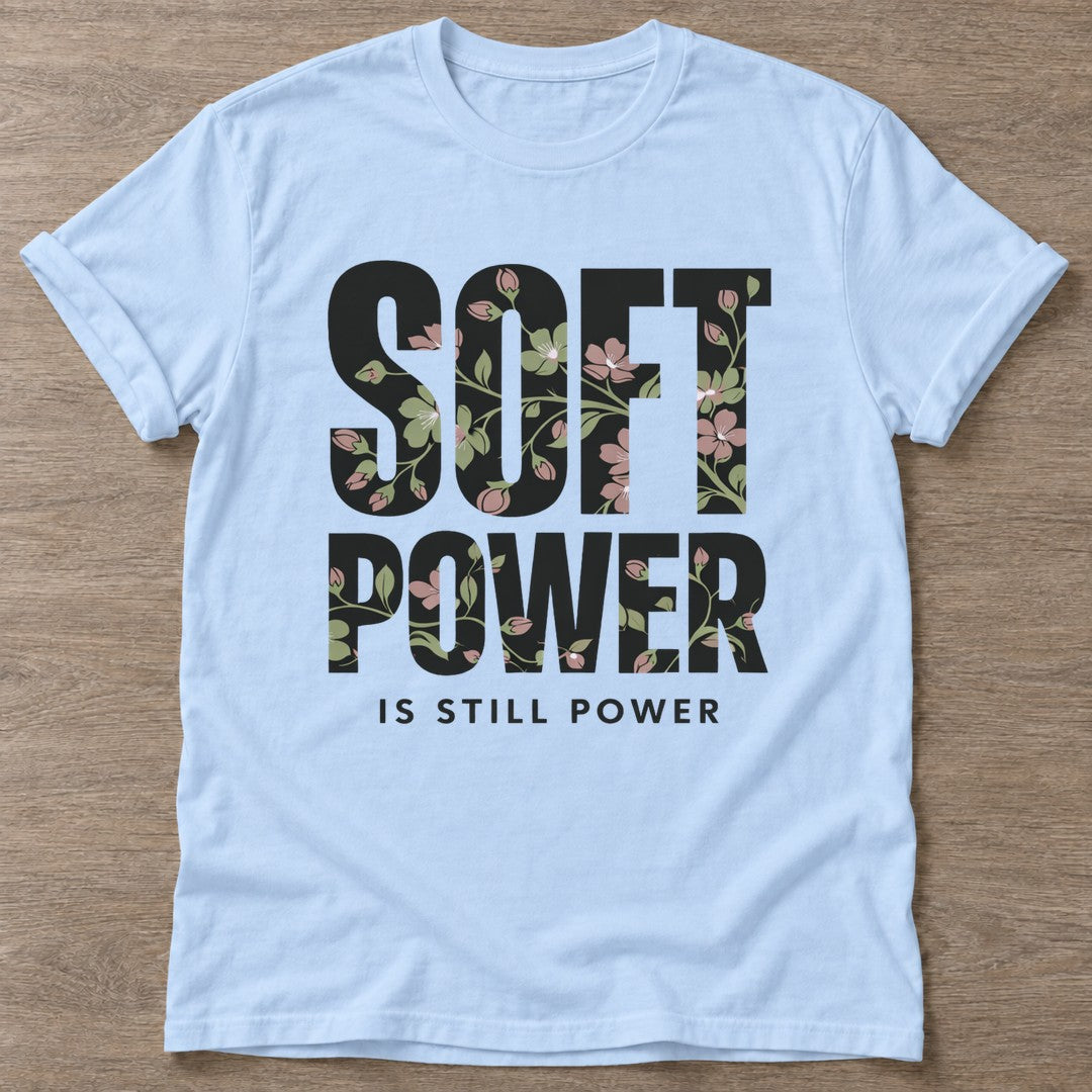 Light Blue Still Power T-shirt — rest and recovery design, for women who train