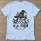 Light Blue Spooky A Lot T-shirt — funny gym slogan, for women who train and laugh about it