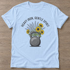 Light Blue Iron Flowers T-shirt — floral strength design, for women who train