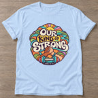 Light Blue Strong Grip T-shirt — weightlifting design, for women who lift