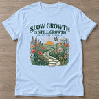 Light Blue Blooming Path T-shirt — floral strength design, for women who train