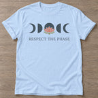 Light Blue Moon Lotus T-shirt — rest and recovery design, for women who train
