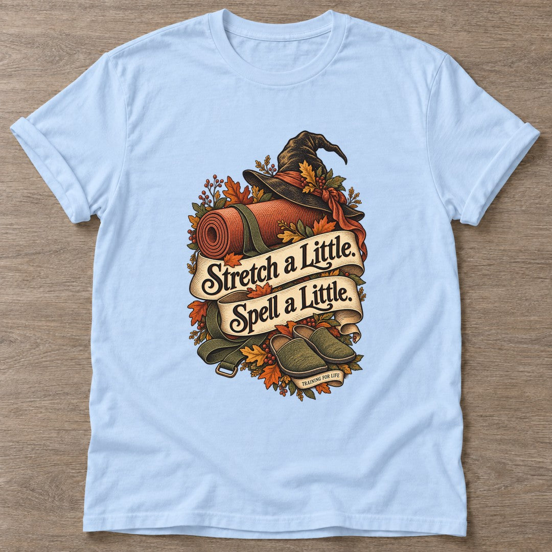 Light Blue Stretch And Spell T-shirt — rest and recovery design, for women who train