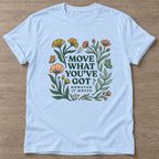 Light Blue Growth Motion T-shirt — growth mindset design, for women building a habit