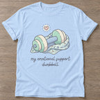Light Blue Therapy Gains T-shirt — weightlifting design, for women who lift