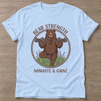 Light Blue Zen Gains T-shirt — funny gym slogan, for women who train and laugh about it