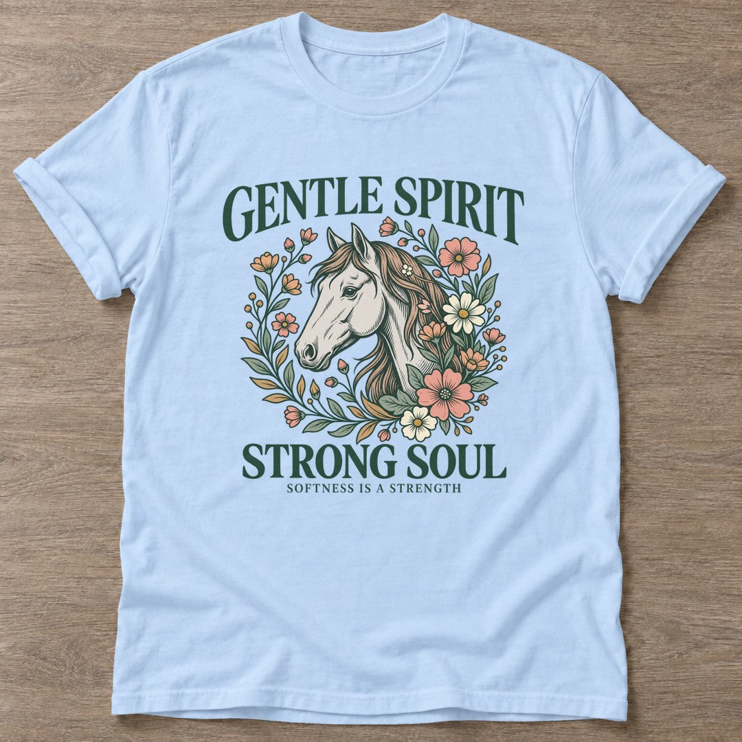 Light Blue Softness Is Strength T-shirt — rest and recovery design, for women who train