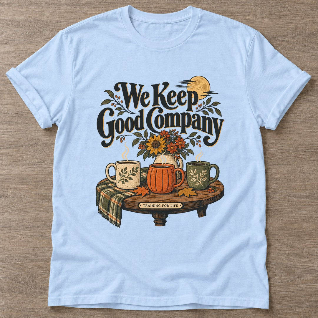 Light Blue Good Company T-shirt — gym club design, for women who train together