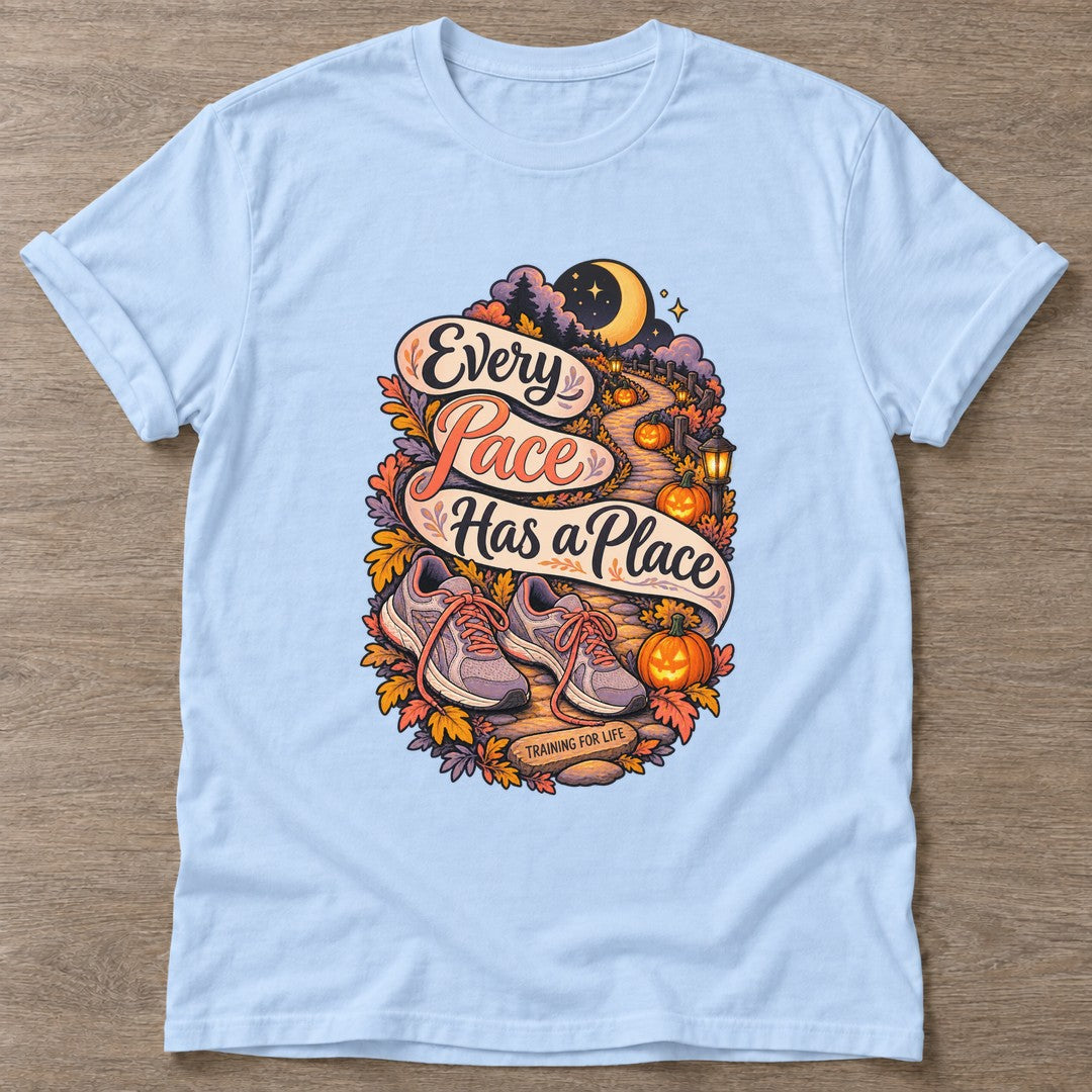 Light Blue Pace Keeper T-shirt — walking club design, for women who walk