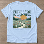 Light Blue Seize The Moment T-shirt — motivational slogan design, for women who train