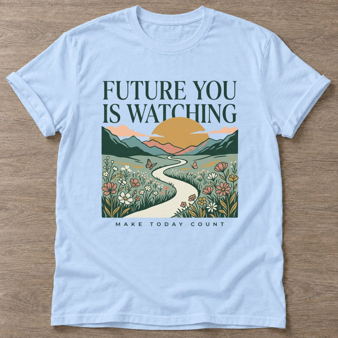 Light Blue Seize The Moment T-shirt — motivational slogan design, for women who train