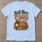 Light Blue Candy Training T-shirt — funny gym slogan, for women who train and laugh about it