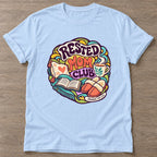 Light Blue Rested Mom Club T-shirt — rest and recovery design, for women who train