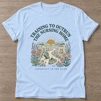 Light Blue Training To Outrun T-shirt — running design, for women who run