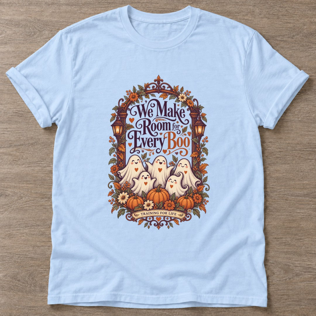 Light Blue We Make Room T-shirt — body positive design, for every body in the gym