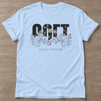 Light Blue Floral Gains T-shirt — floral strength design, for women who train