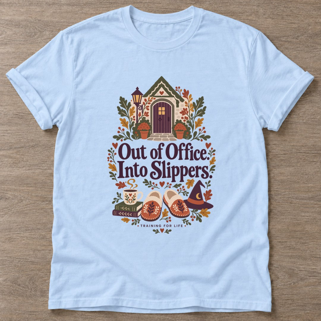 Light Blue Cozy Resignation T-shirt — rest and recovery design, for women who train