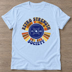 Light Blue Iron Cult T-shirt — gym club design, for women who train together