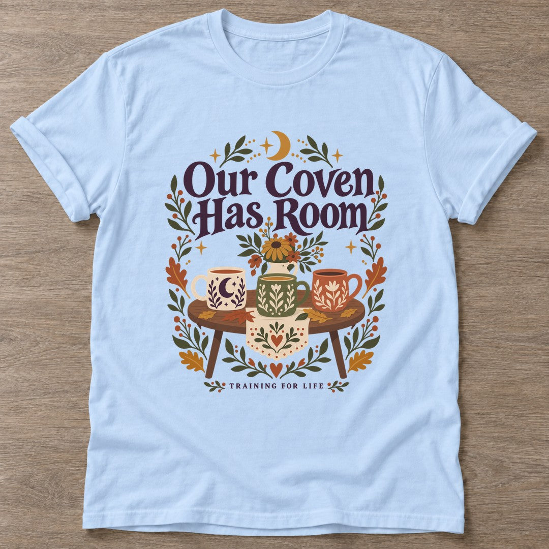 Light Blue Coven Training T-shirt — gym club design, for women who train together
