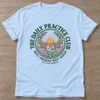 Light Blue Bloom Repeat T-shirt — floral strength design, for women who train