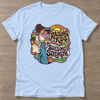 Light Blue Strength Through Motherhood T-shirt — motivational slogan design, for women who train