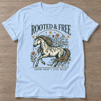 Light Blue Untamed Bloom T-shirt — floral strength design, for women who train
