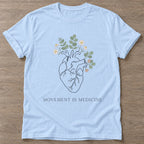 Light Blue Bloom Within T-shirt — floral strength design, for women who train