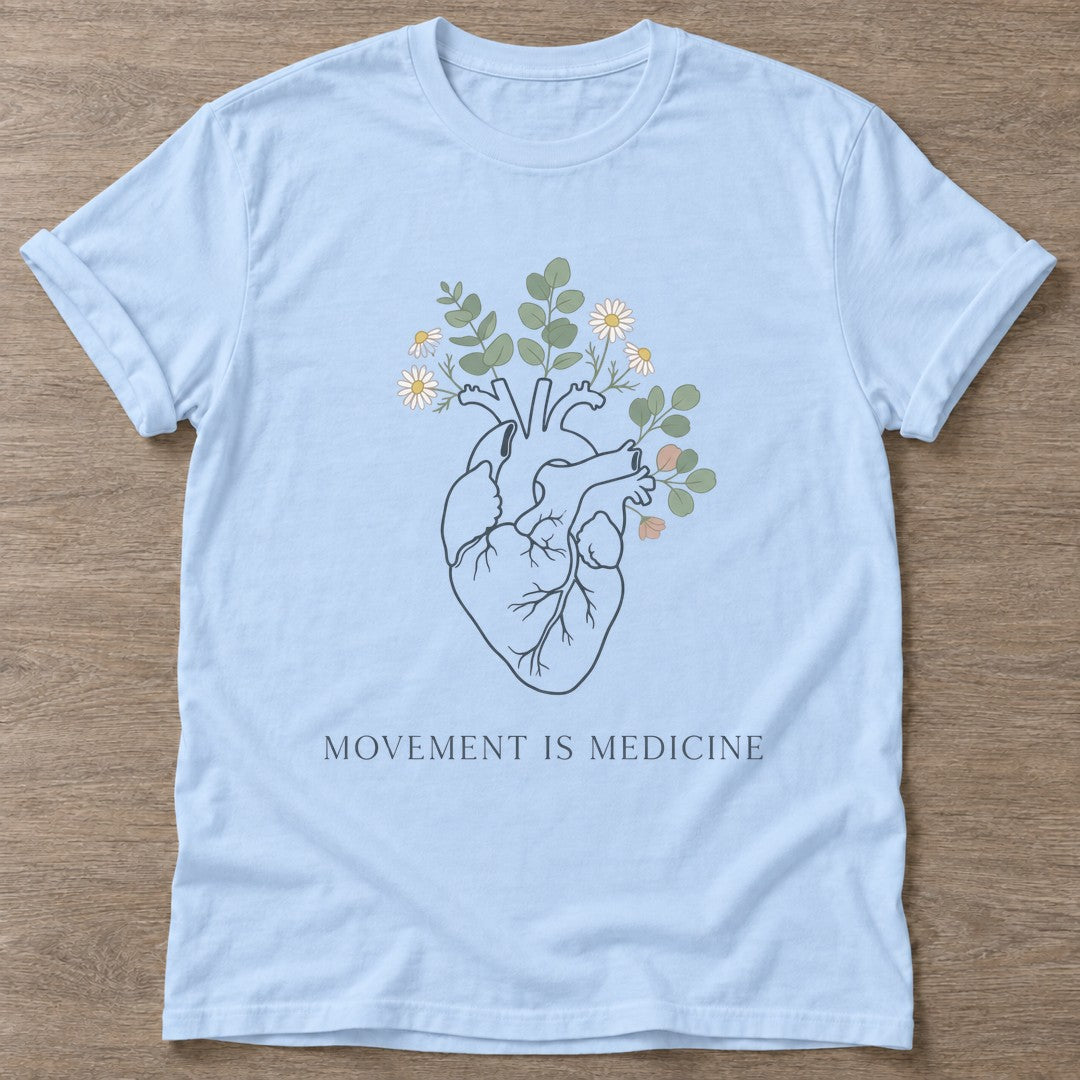 Light Blue Bloom Within T-shirt — floral strength design, for women who train