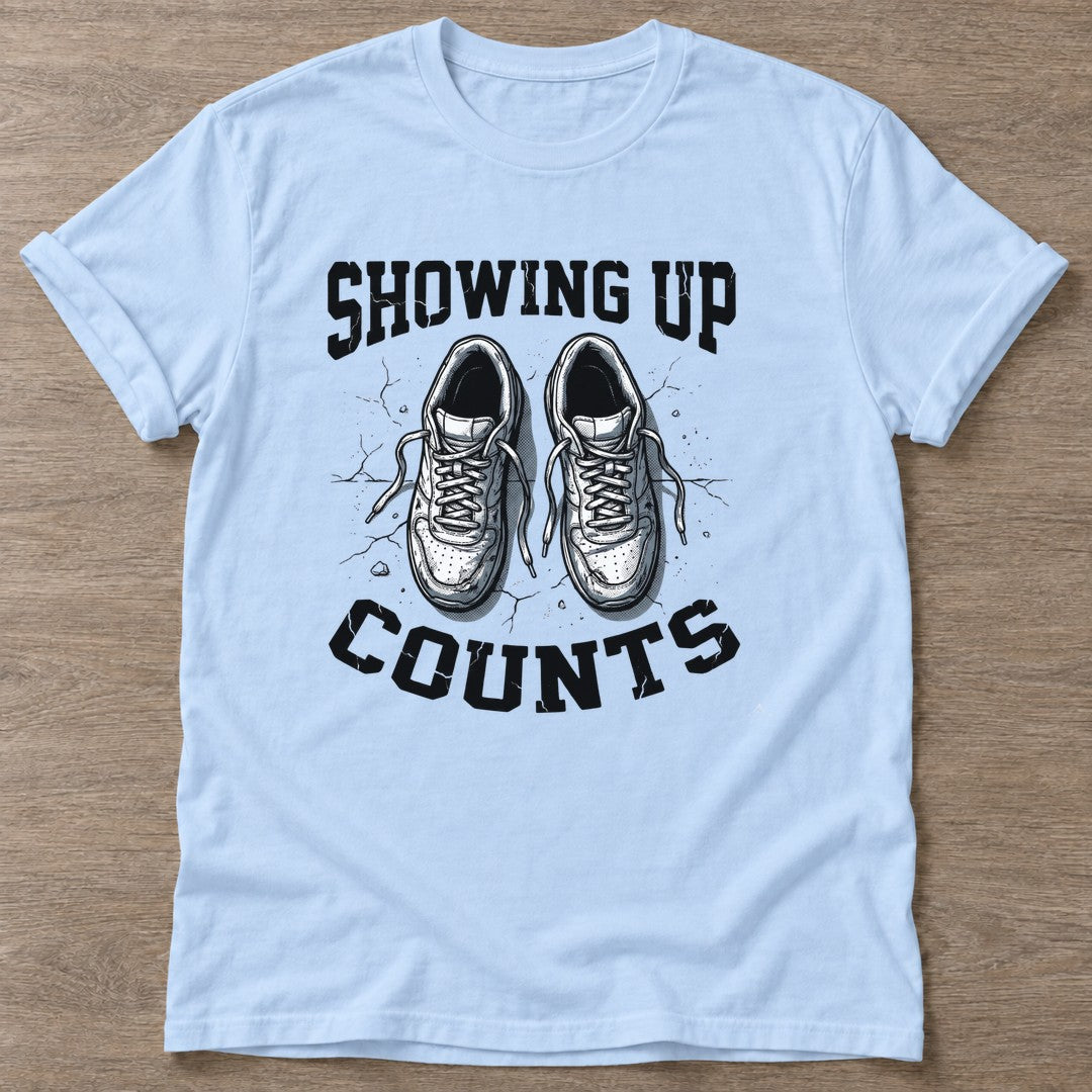 Light Blue Laced Intent T-shirt — running design, for women who run