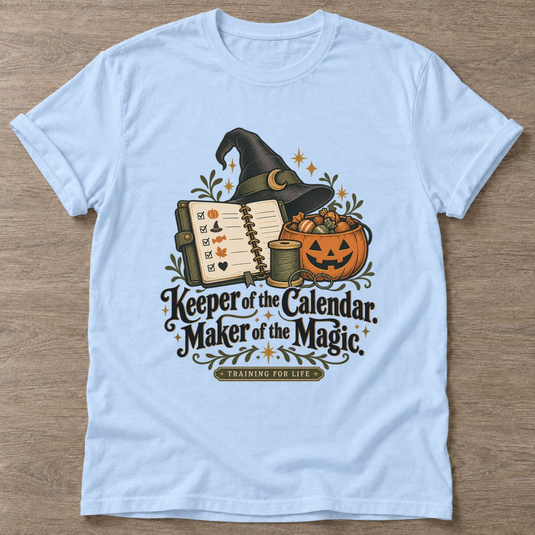 Light Blue Witch's Appointment Book T-shirt — everyday workout design, for women who move