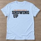 Light Blue Hardest Part T-shirt — motivational slogan design, for women who train
