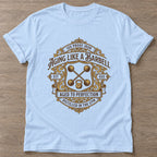 Light Blue Aged To Perfection T-shirt — longevity training design, for women over 40