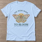 Light Blue Bloom Through T-shirt — floral strength design, for women who train