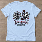 Light Blue Thorned Strength T-shirt — floral strength design, for women who train
