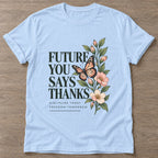 Light Blue Growth Blooms T-shirt — growth mindset design, for women building a habit
