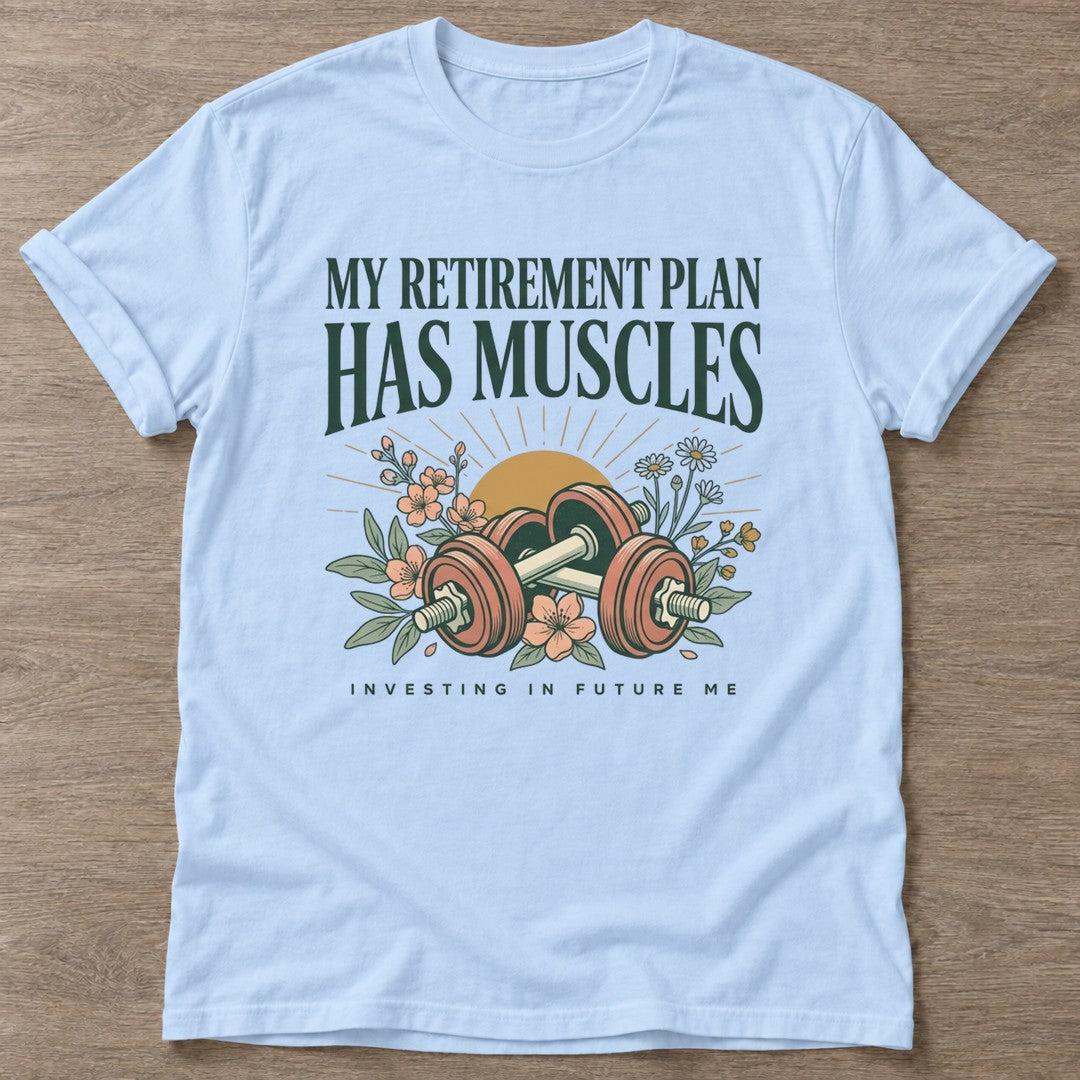 Light Blue Muscles Over Millions T-shirt — weightlifting design, for women who lift