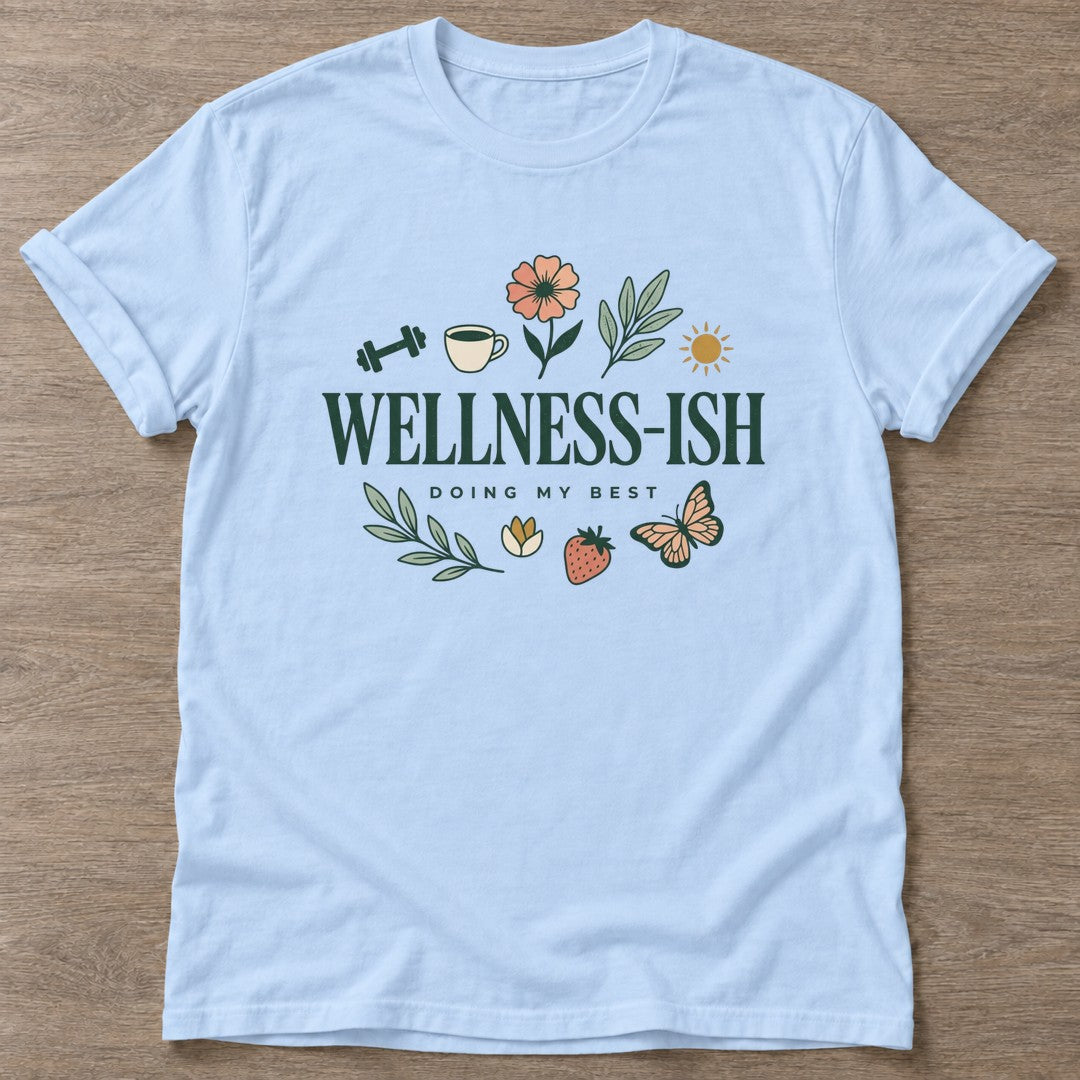 Light Blue Doing My Best T-shirt — motivational slogan design, for women who train