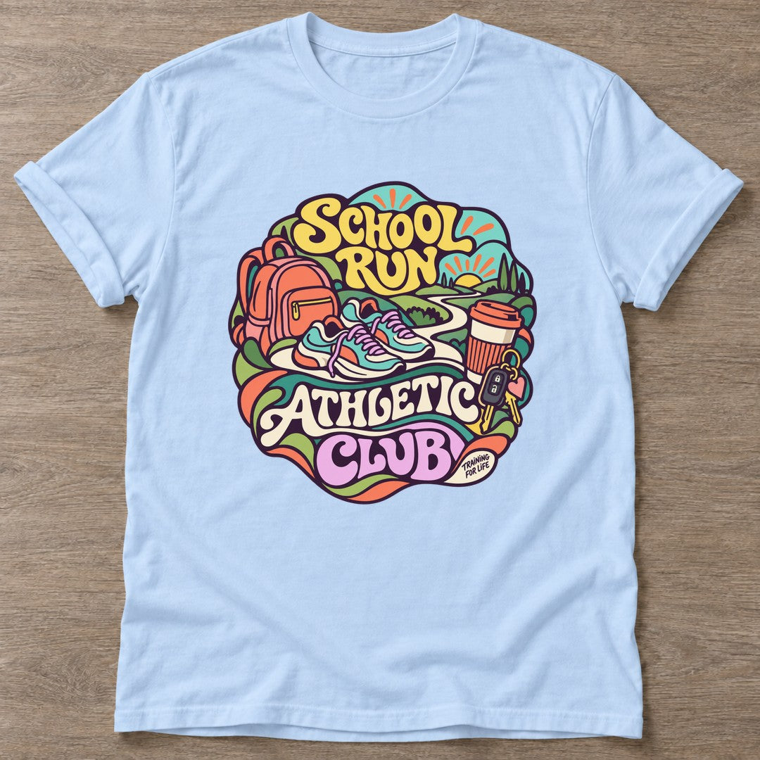 Light Blue Athletic Club T-shirt — gym club design, for women who train together