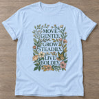 Light Blue Live Boldly T-shirt — motivational slogan design, for women who train
