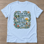 Light Blue Wellness Grows T-shirt — growth mindset design, for women building a habit