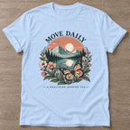 Light Blue Mountain Bloom T-shirt — floral strength design, for women who train