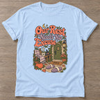 Light Blue Rest Without Apology T-shirt — rest and recovery design, for women who train