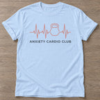 Light Blue Nervous Gains T-shirt — funny gym slogan, for women who train and laugh about it